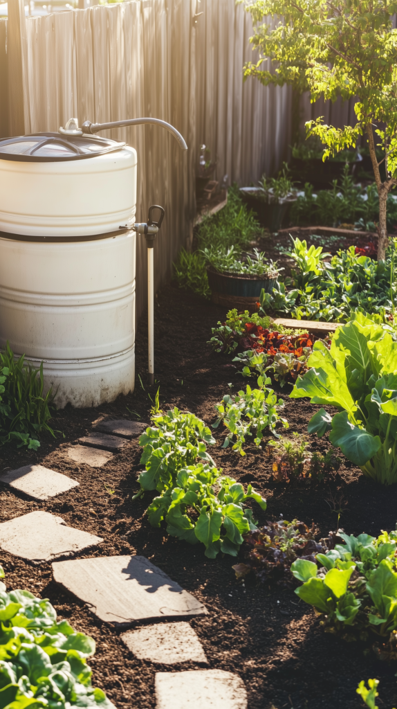 backyard-rainwater-collection a diy rainwater system in a backyard