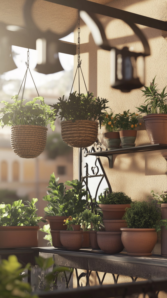 container-garden-apartment-balcony-planters an apartment balcony with containers of vegetables and herbs in various pots