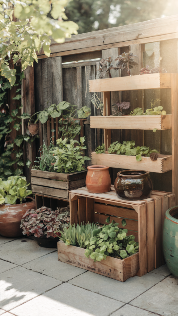 container-garden-backyard-patio a backyard container garden of vegetable and herb plants