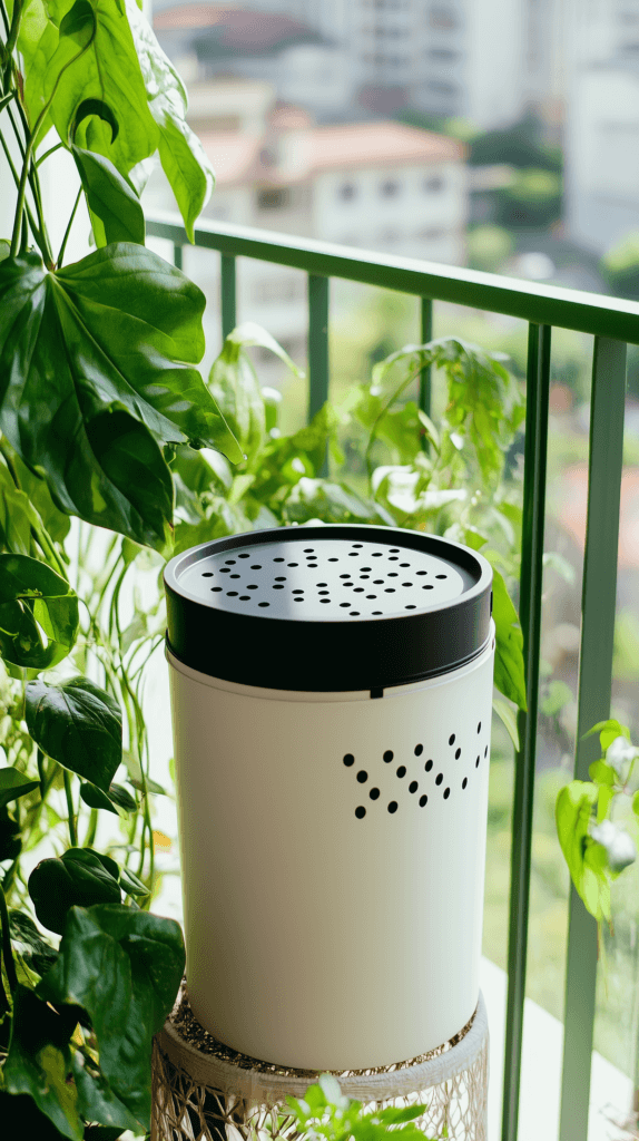 garden-balcony-diy-composter Balcony Garden DIY Compost Bin