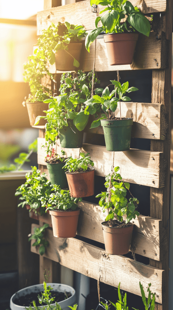 garden-balcony-diy-herb-vertical-garden Garden Balcony DIY Hanging Herb Garden