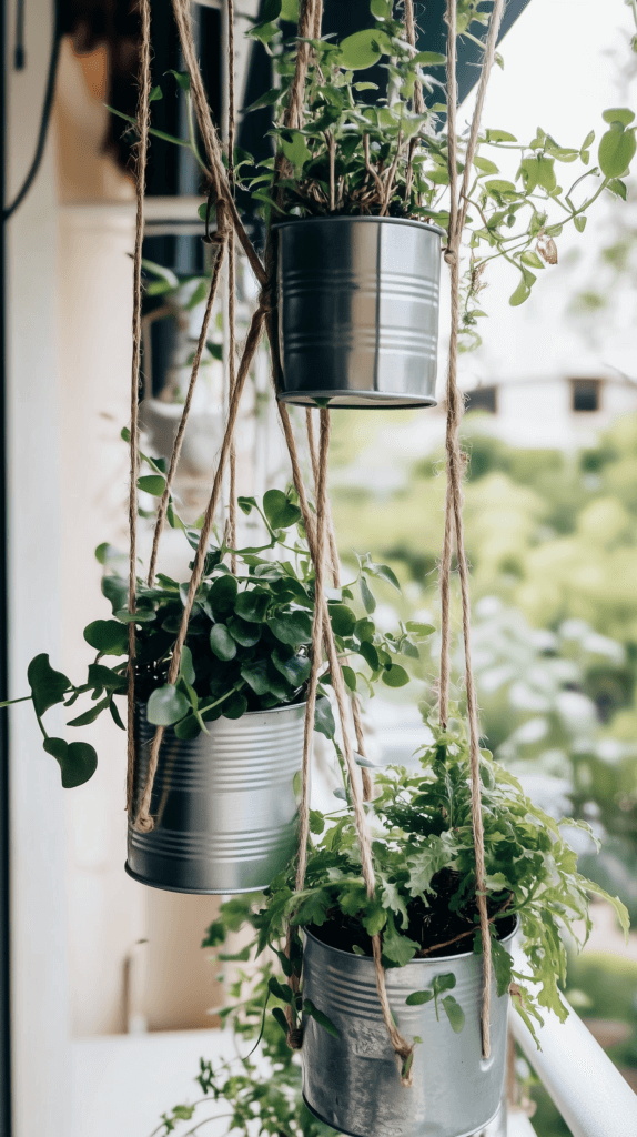 garden-balcony-hanging-planters Garden Balcony DIY Hanging Herb Garden