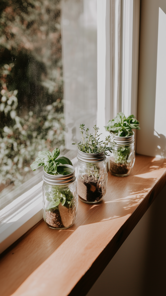 urban-homestead-projects-mason-jar-herbs Urban Homesteading Projects Mini Herb Garden