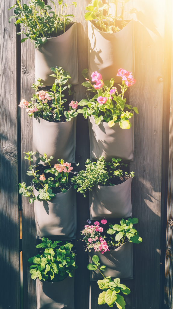 vertical-garden-shoe-rack a vertical garden made from cloth shoe organizer