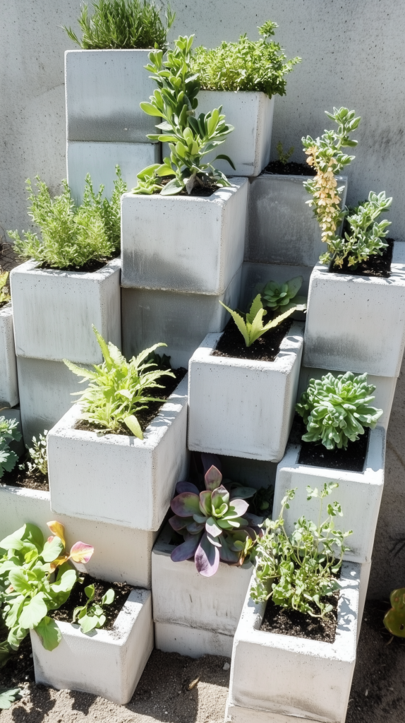 vertical-gardens-cinder-blocks cinder block vertical garden