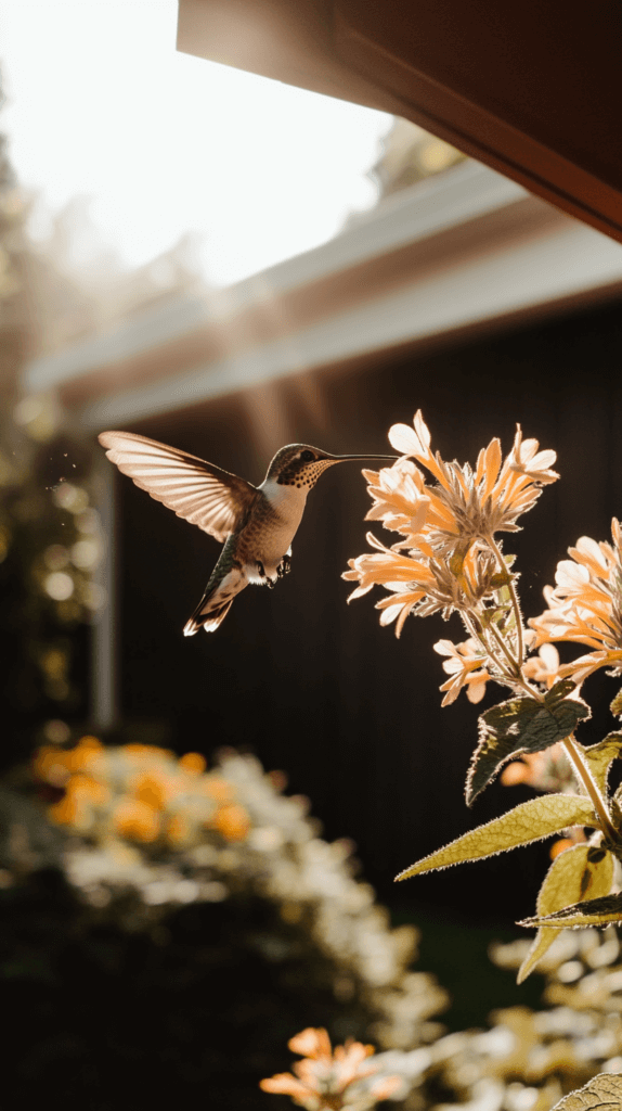pollinator-garden-hummingbird a humingbird pollinates a flower