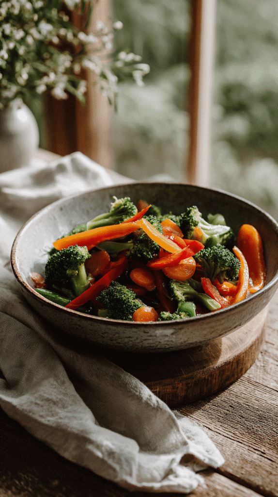 holistic-lifestyle-daily-habits-stir-fry a ceramic dish filled with stir fried vegetables