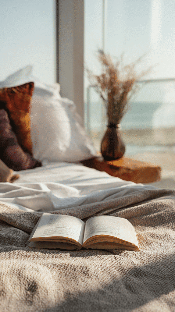 ultimate-sunday-reset-bedroom a bedroom in a clean modern home with an open book