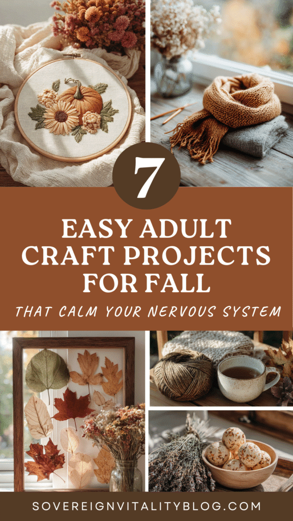 7 fall craft projects for adults to calm your mind with DIY ideas like embroidery and leaf art.