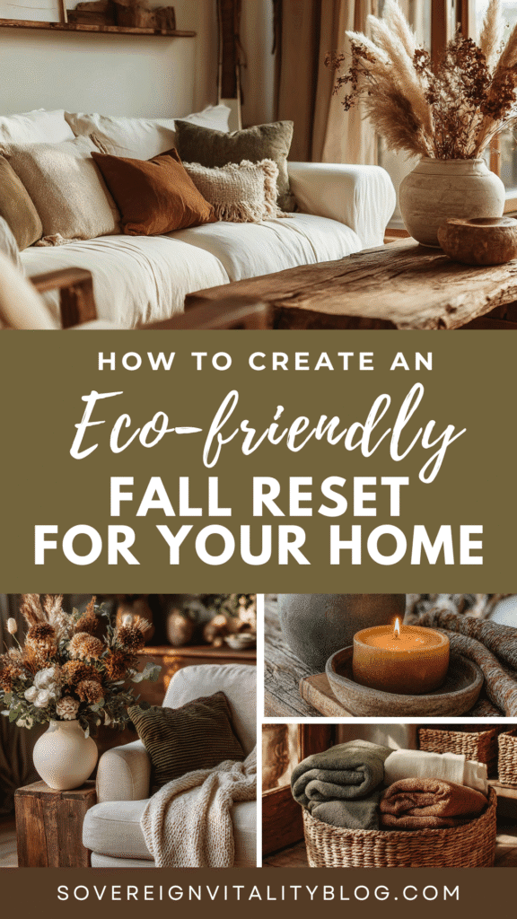 Eco-friendly fall home decor with cozy pillows, throws, and natural accents for a warm, inviting space.