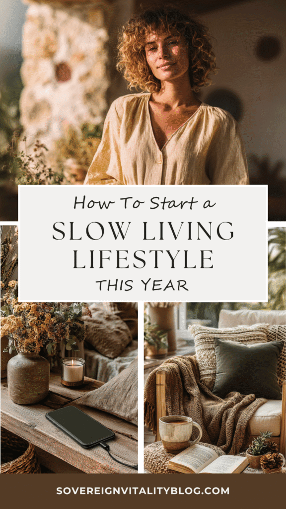 Guide to embracing a slow living lifestyle with cozy home decor and relaxation tips. Visit sovereignvitalityblog.com.